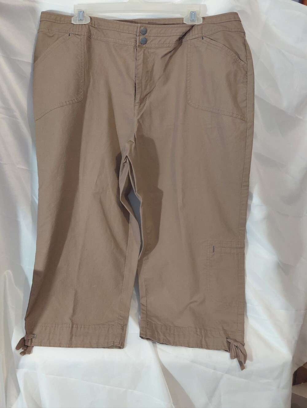 Light Brown Cropped Cargo Pants with Drawstring Hem